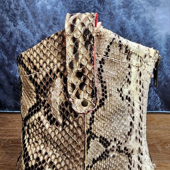 Alcala's Natural Python Pete Snakeskin Ankle Heeled Boots | Womens 9.5 - Picture 6 of 10